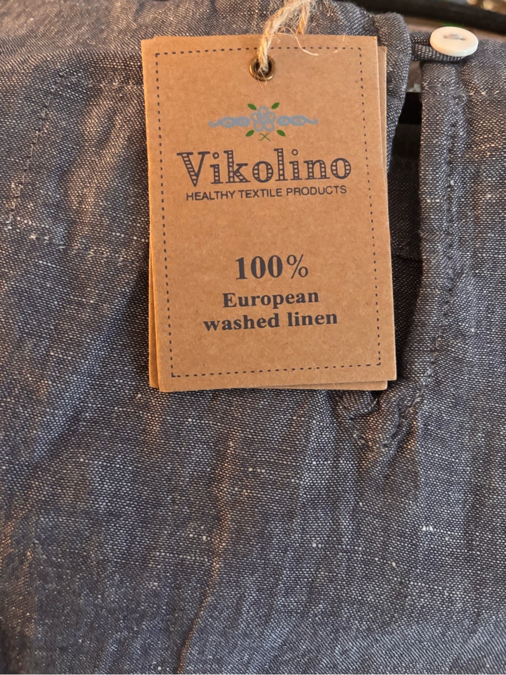 Vikolino Women's Washed Linen Dress in Charcoal Gray